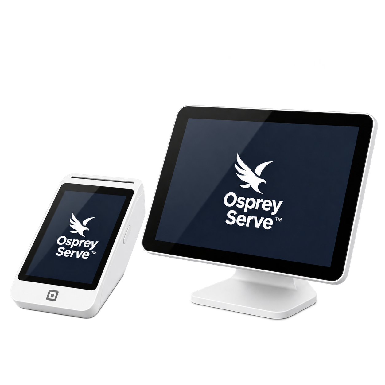 Osprey Serve™ branded payment terminal and countertop display